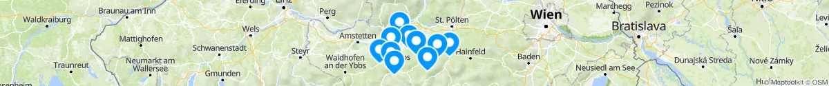 Kartenansicht für Apotheken-Notdienste in der Nähe von Kirnberg an der Mank (Melk, Niederösterreich)